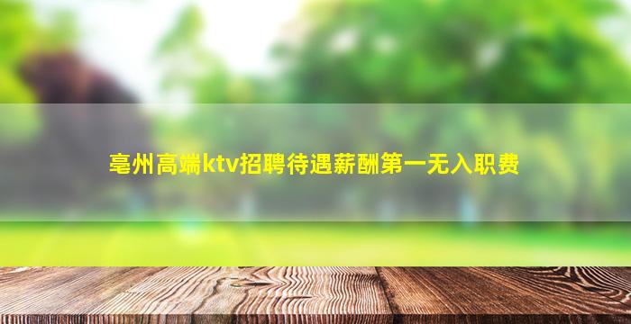 亳州高端ktv招聘待遇薪酬第一无入职费